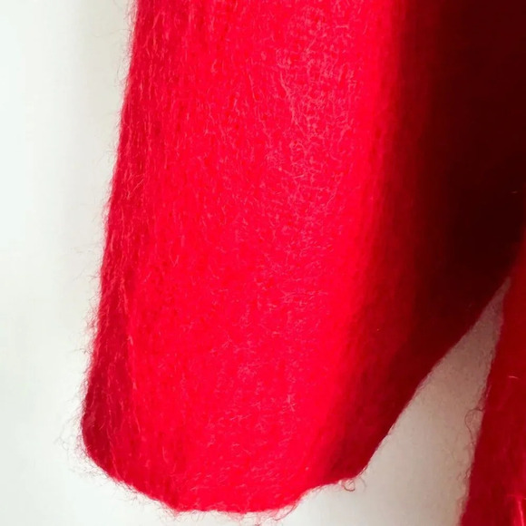 Vintage Bright Red Mohair Short Blazer Coat L - Picture 3 of 7